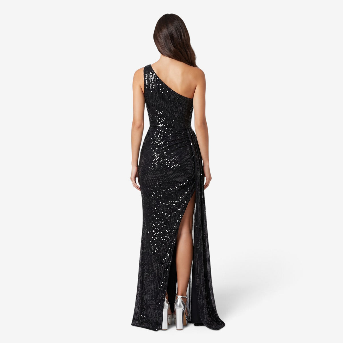 Vestido de Fiesta Asimétrico con Lentejuelas para Mujer
