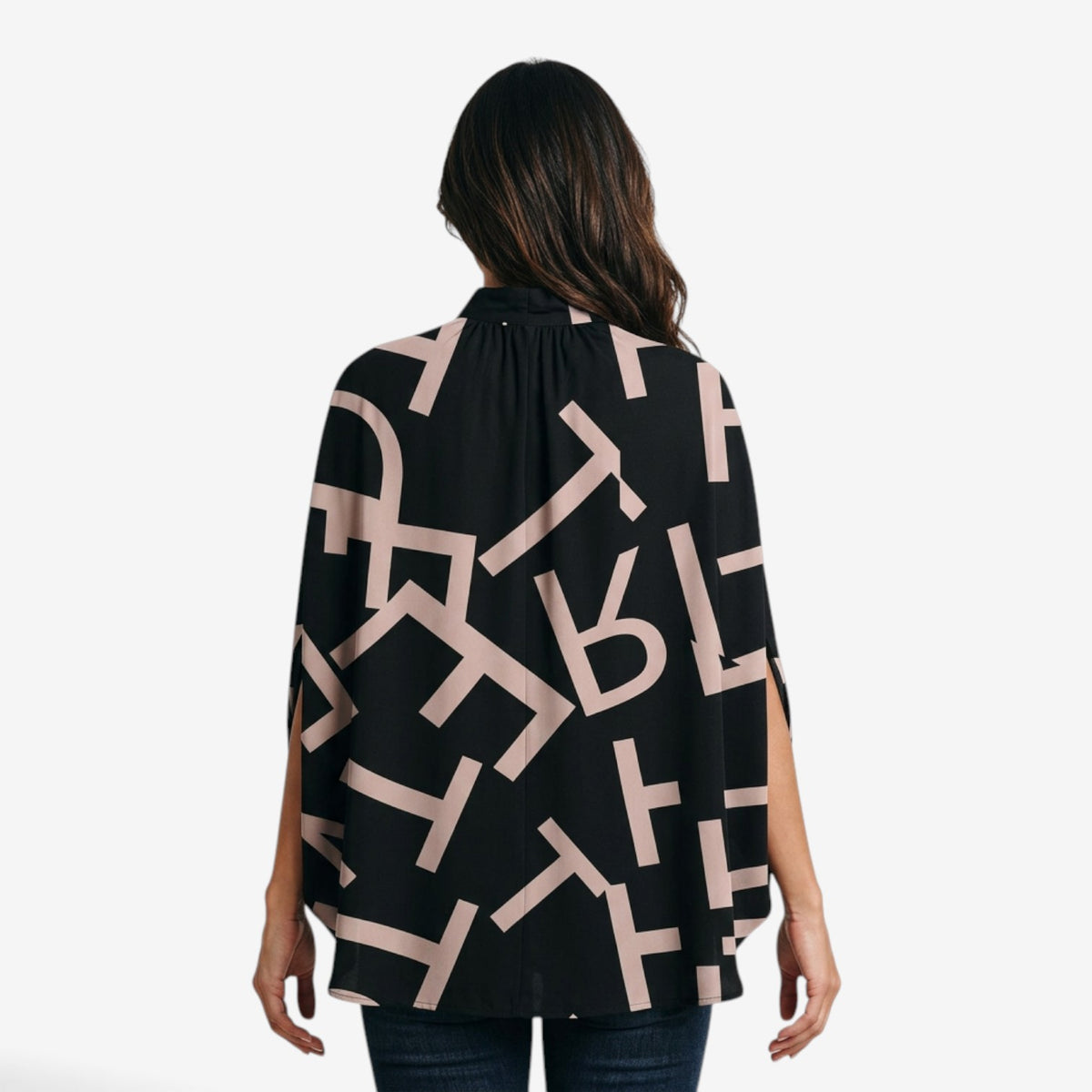 Blusa Estampada con Mangas Capa para Mujer