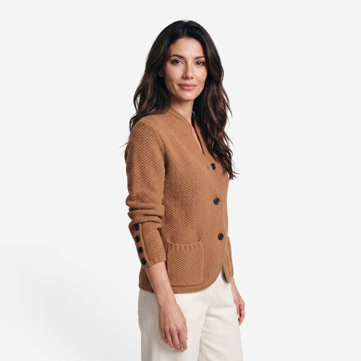 Cárdigan de Punto con Cuello Mao para Mujer
