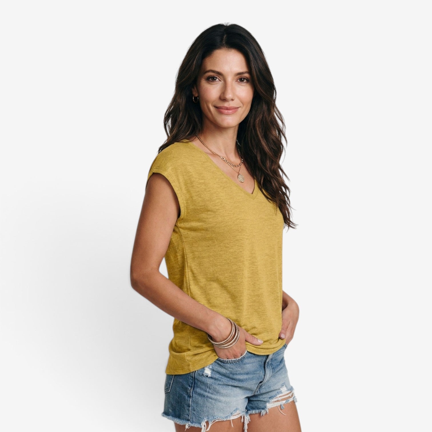 Camiseta Holgada con Cuello en V para Mujer