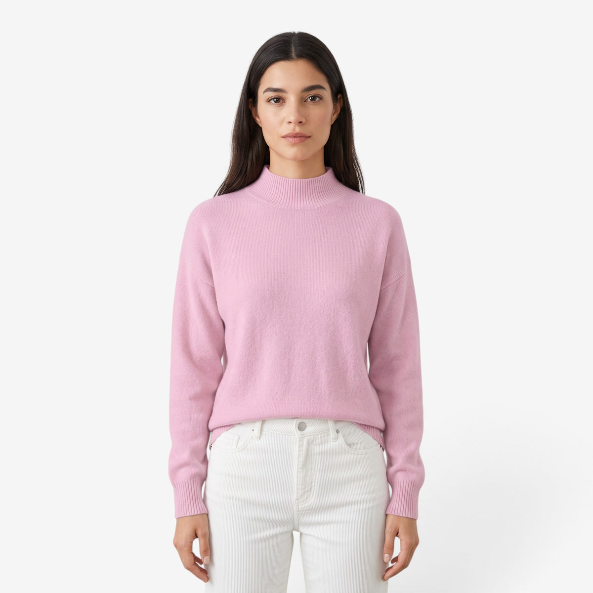 Jersey de Punto Liso con Cuello Alto para Mujer