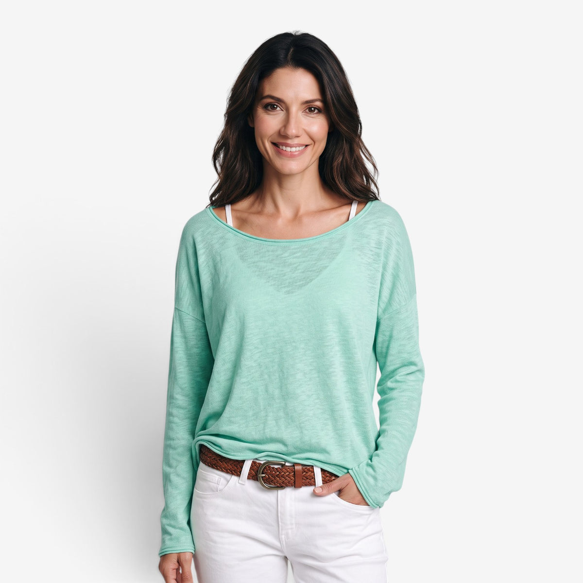 Jersey Ligero de Cuello Amplio para Mujer