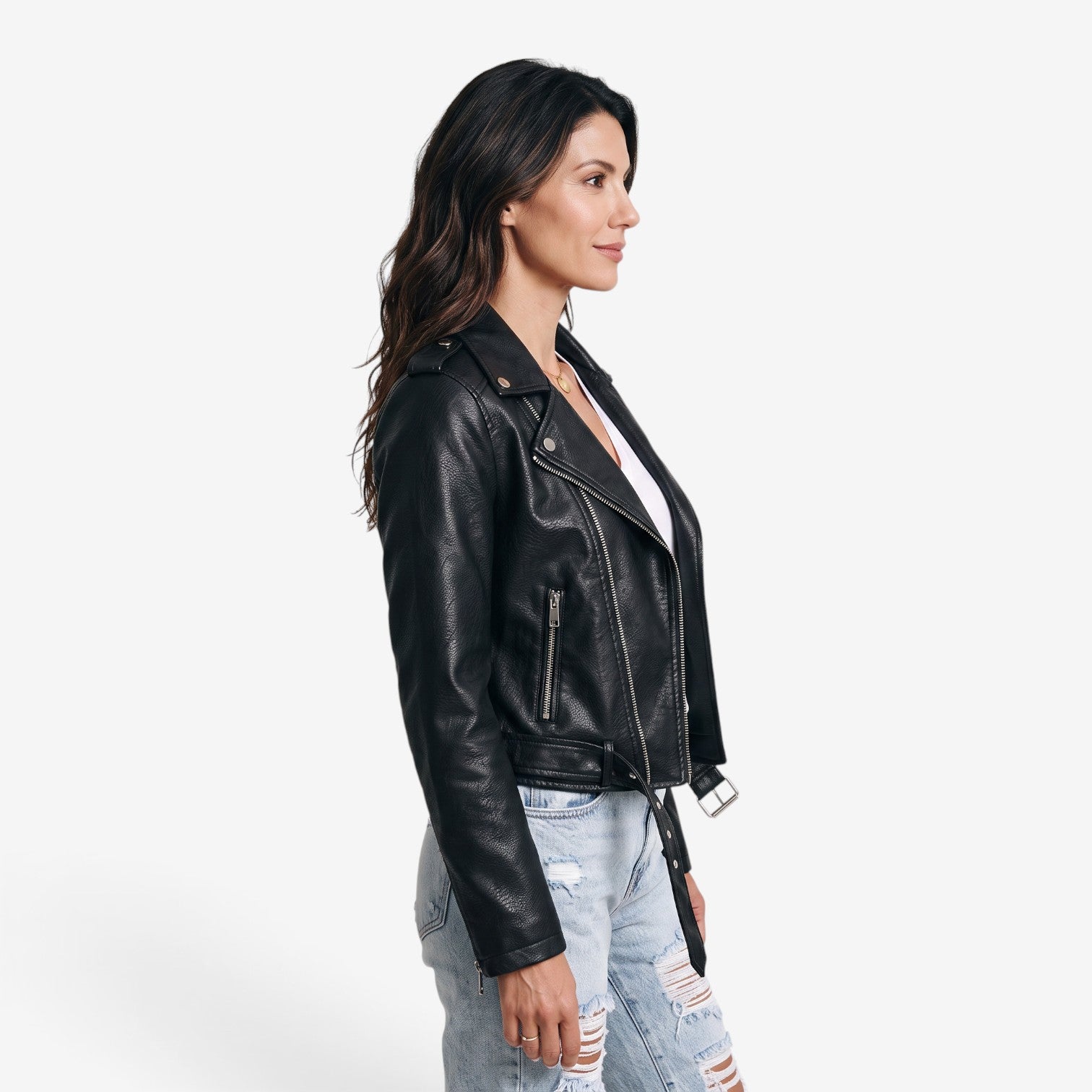 Chaqueta Biker con Cremallera para Mujer