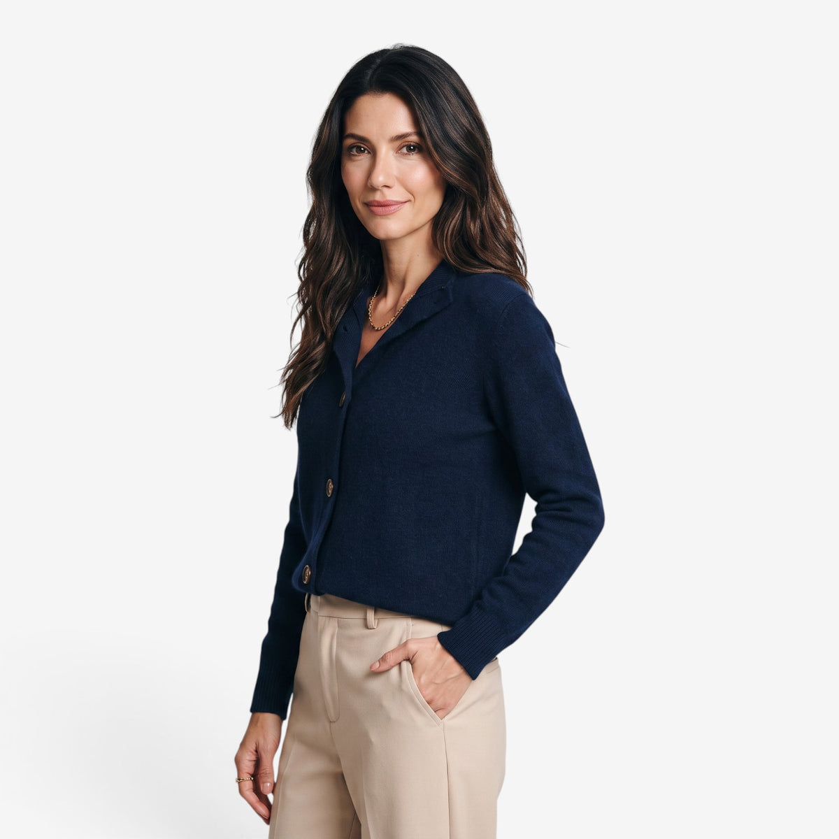 Cárdigan de Punto con Cuello Alto para Mujer