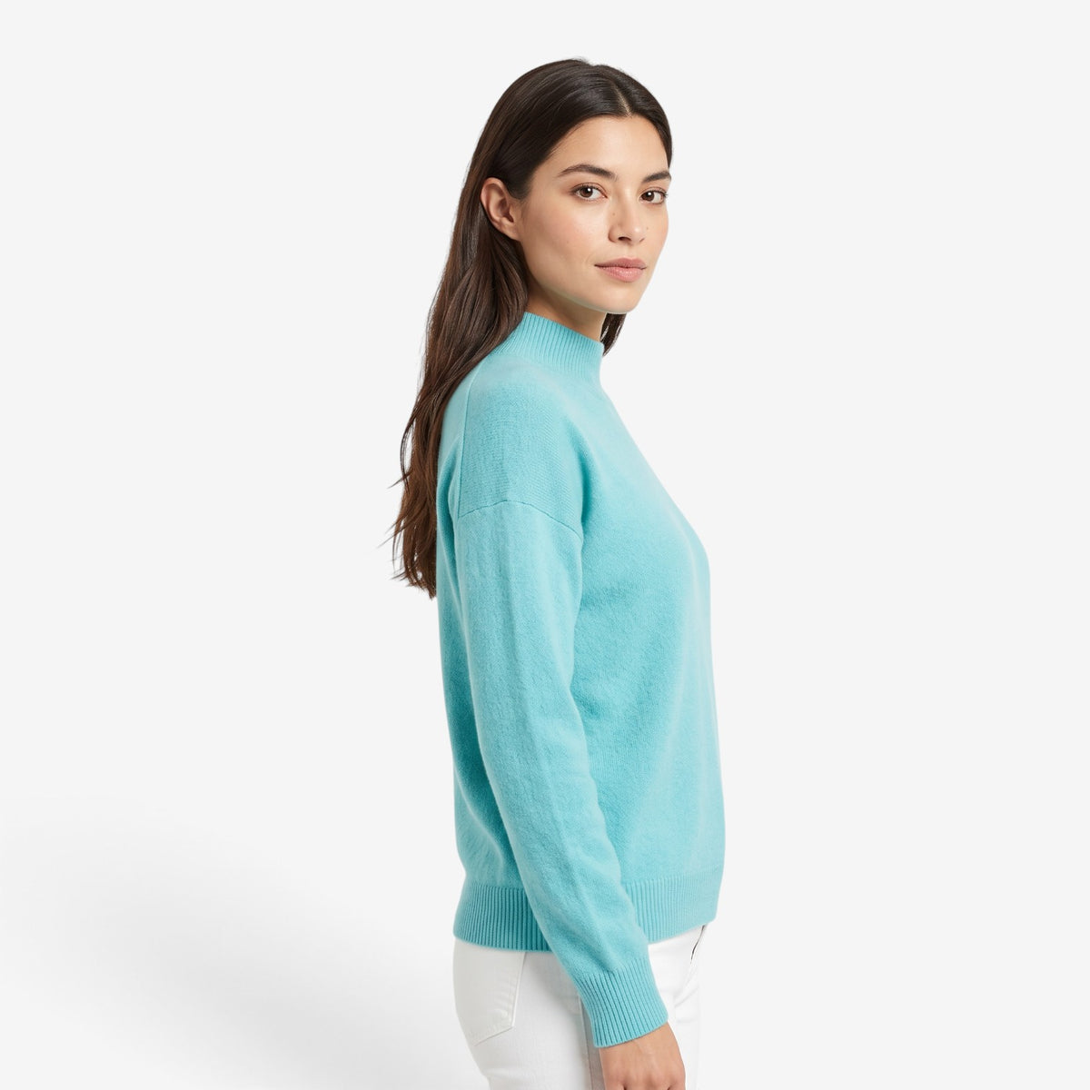 Jersey de Punto Liso con Cuello Alto para Mujer