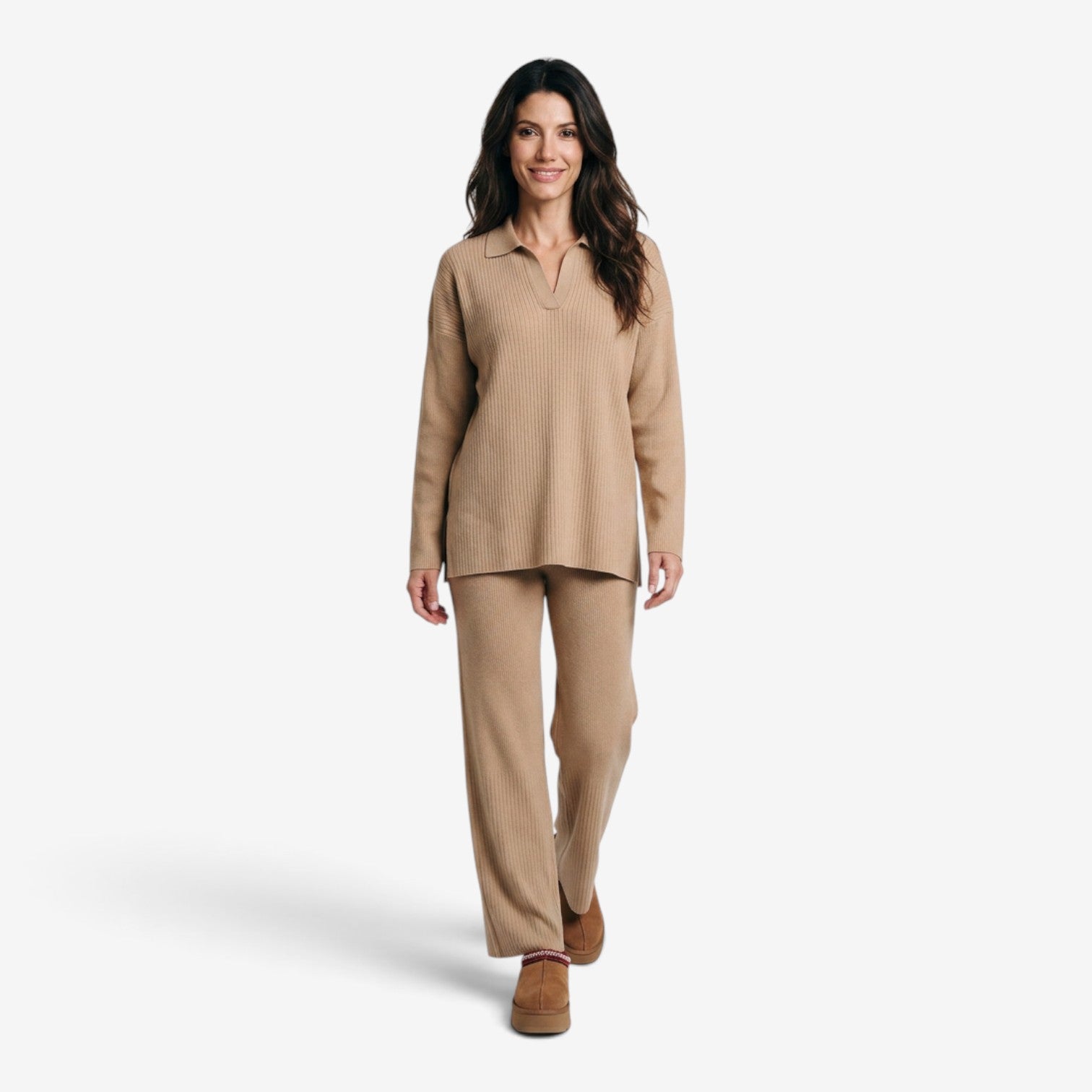 Conjunto de Punto con Cuello para Mujer