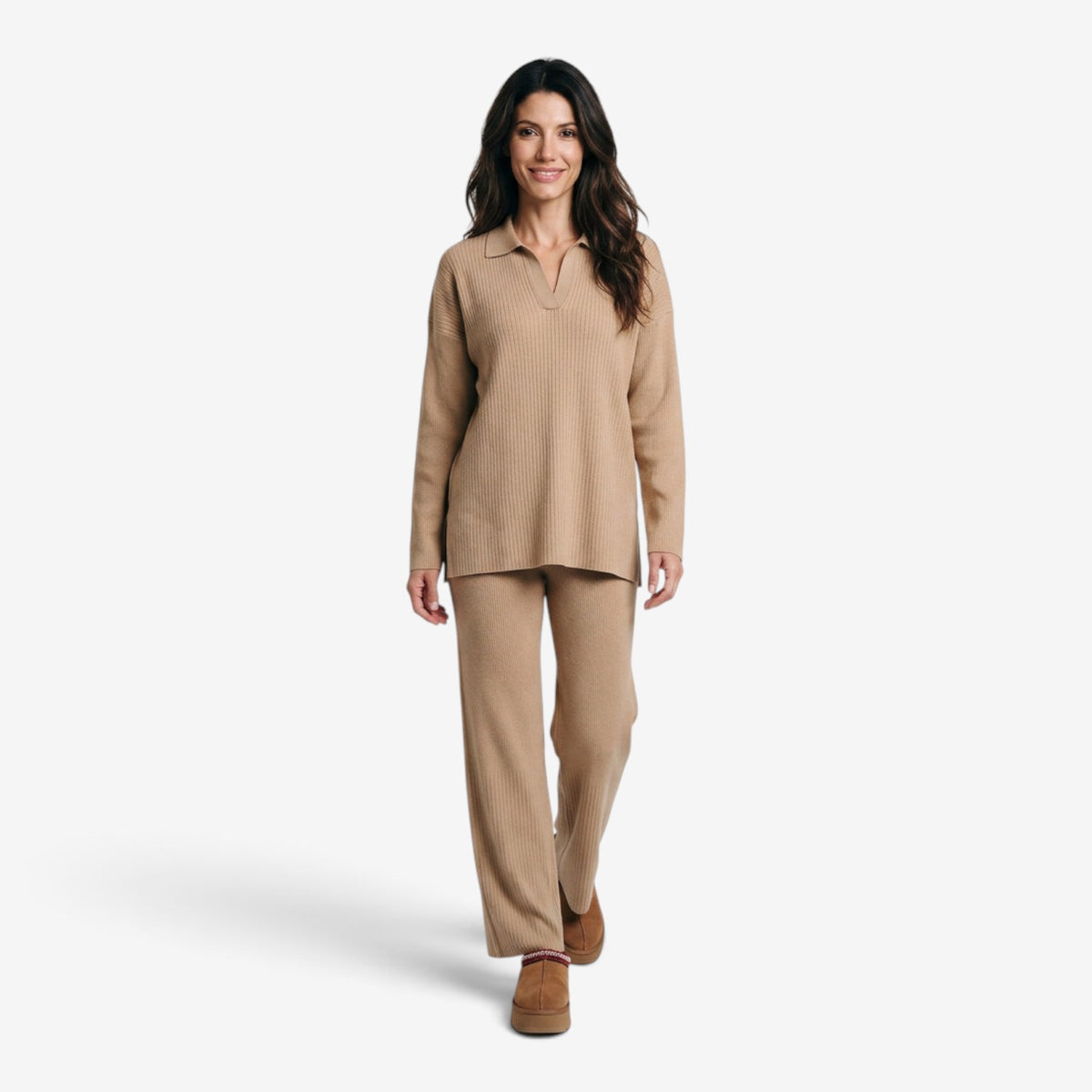 Conjunto de Punto con Cuello para Mujer