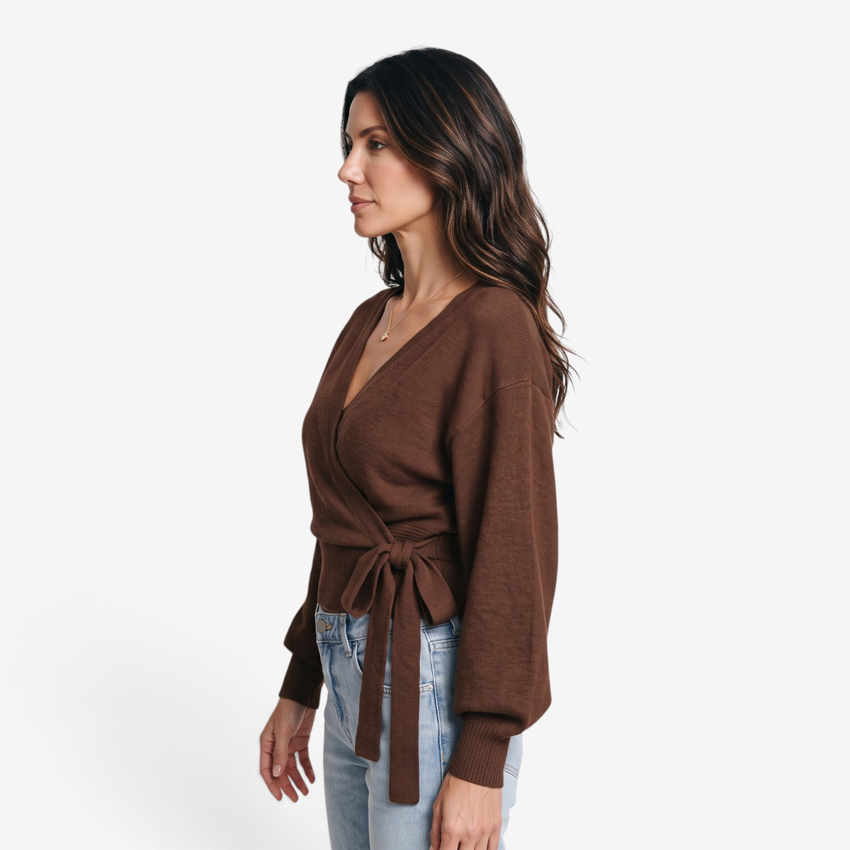 Jersey Cruzado de Punto con Lazo para Mujer