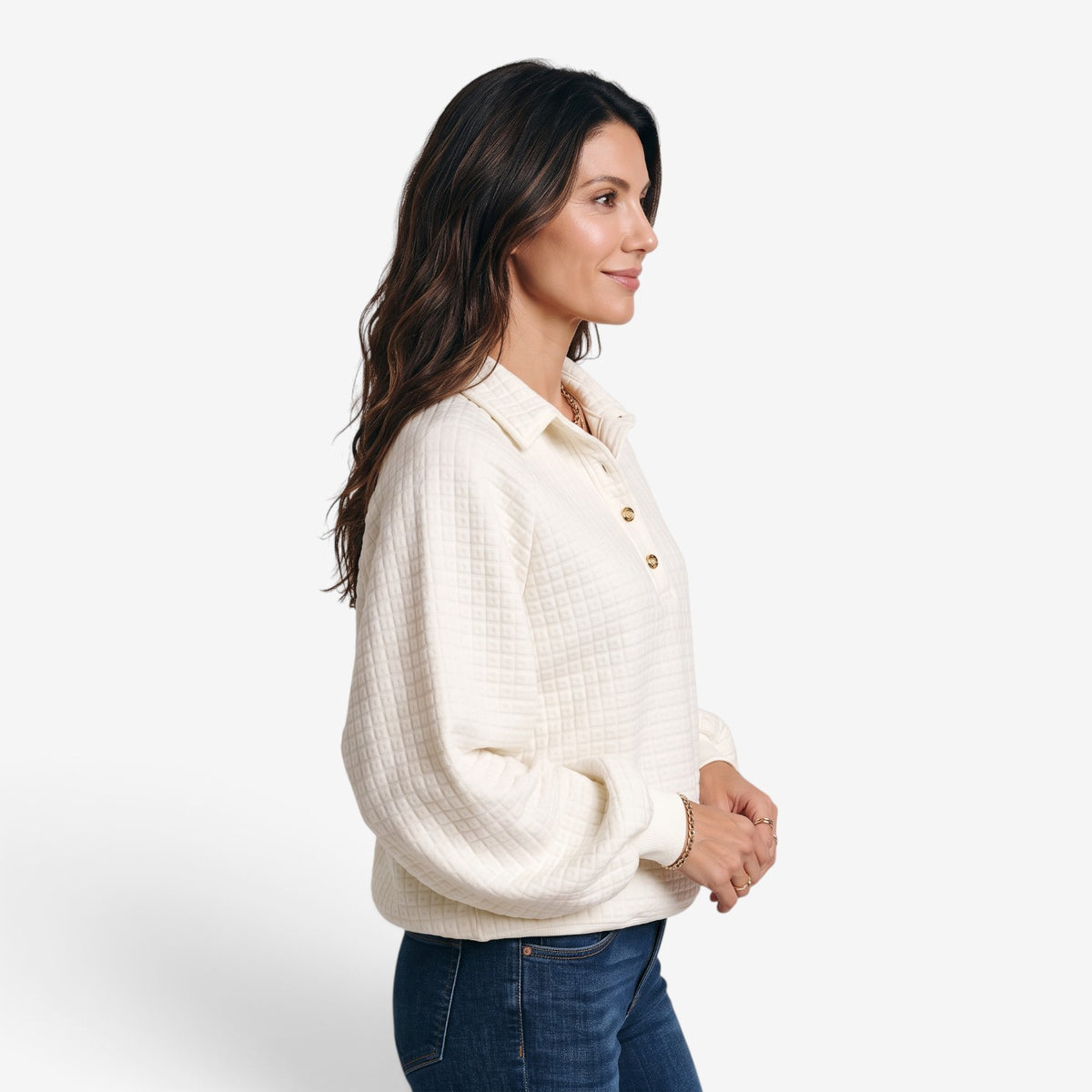 Jersey Texturizado con Cuello Polo para Mujer