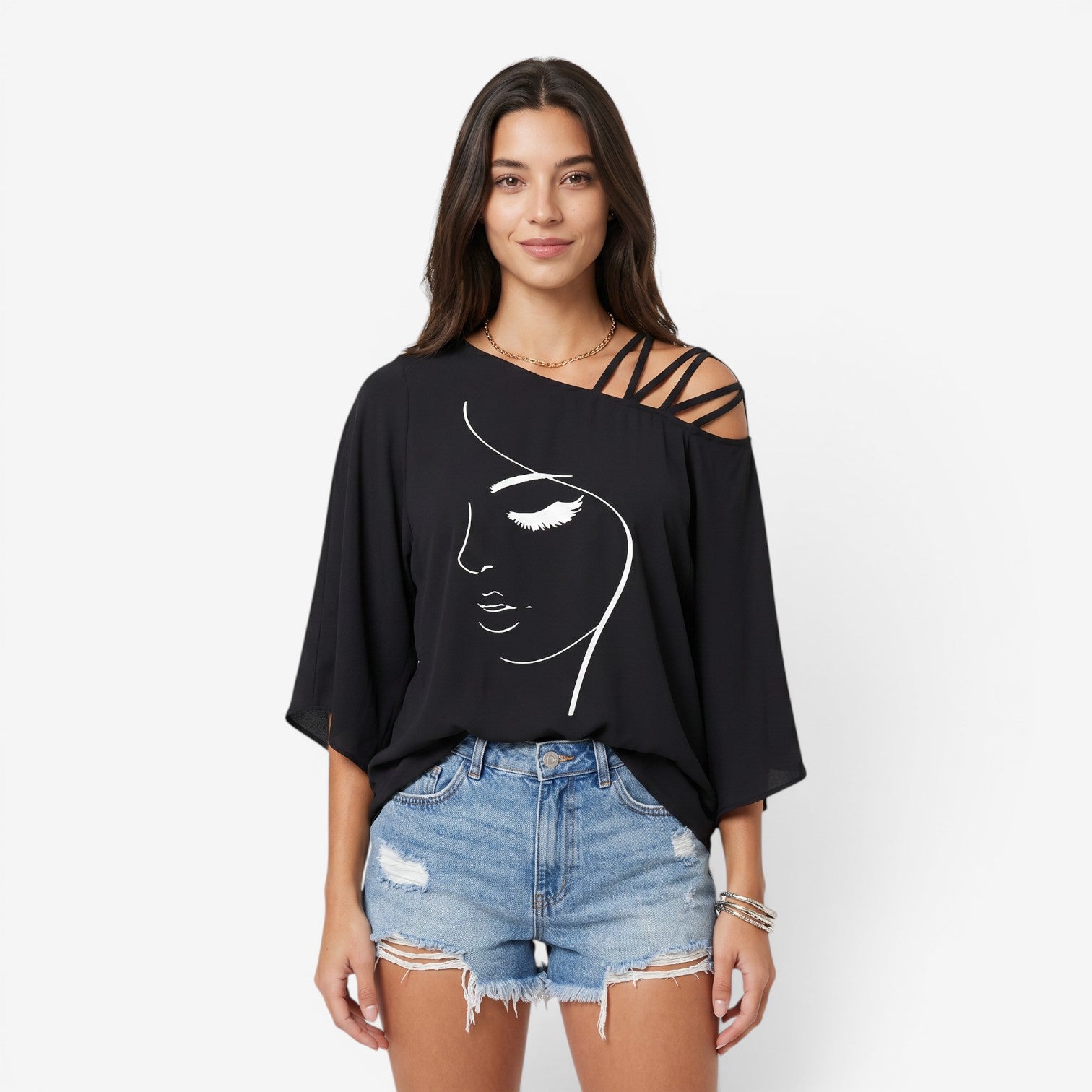 Blusa Casual con Detalles de Costura