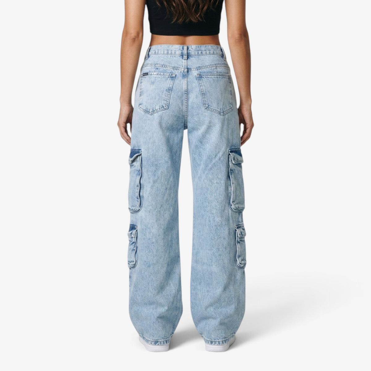 Jeans Cargo de Pierna Ancha para Mujer