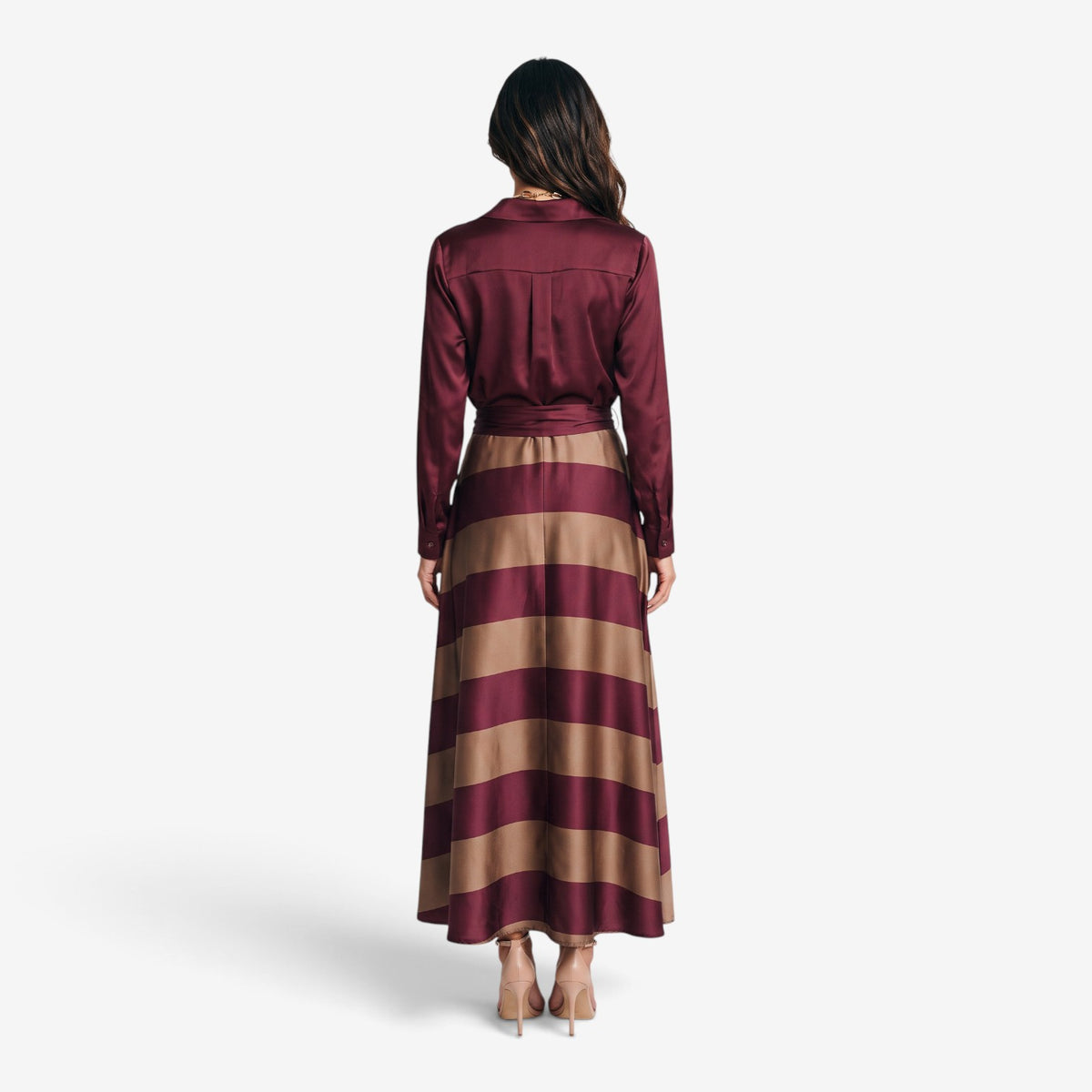 Vestido Camisero Largo a Rayas para Mujer