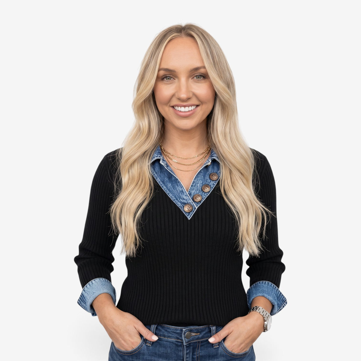 Jersey Efecto Dos Piezas para Mujer
