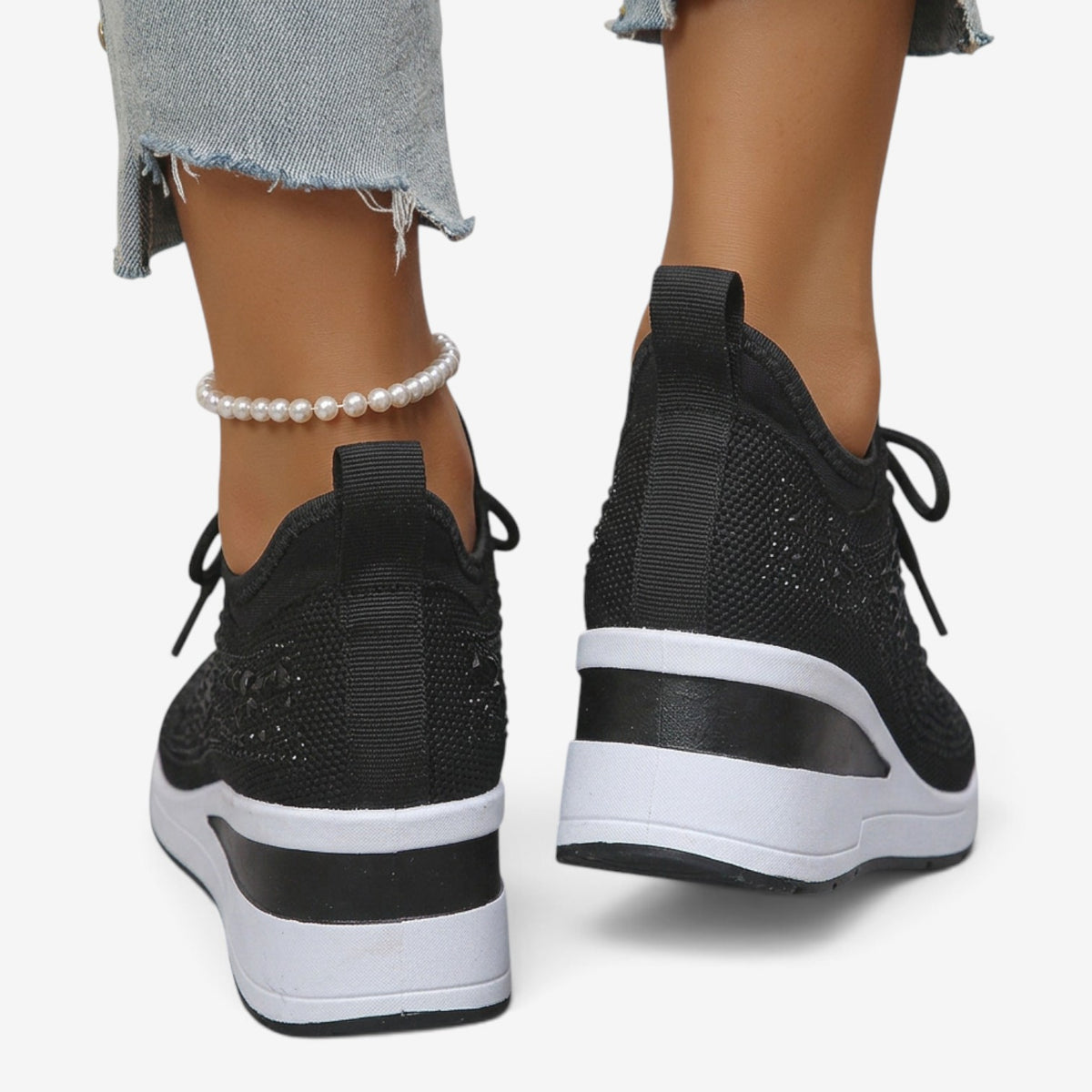 Zapatillas de Cuña con Brillos para Mujer