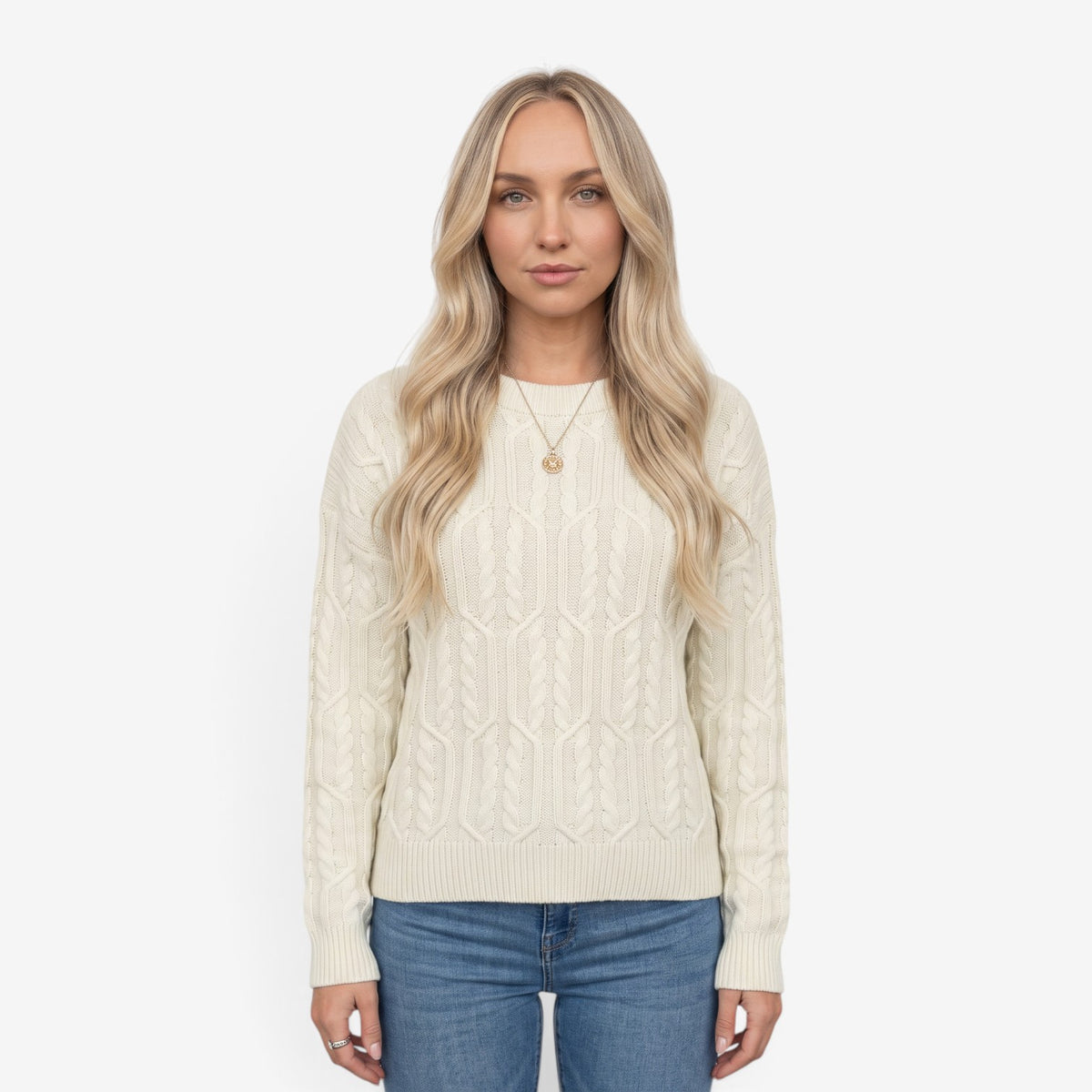 Jersey de Punto de Cuello Redondo para Mujer