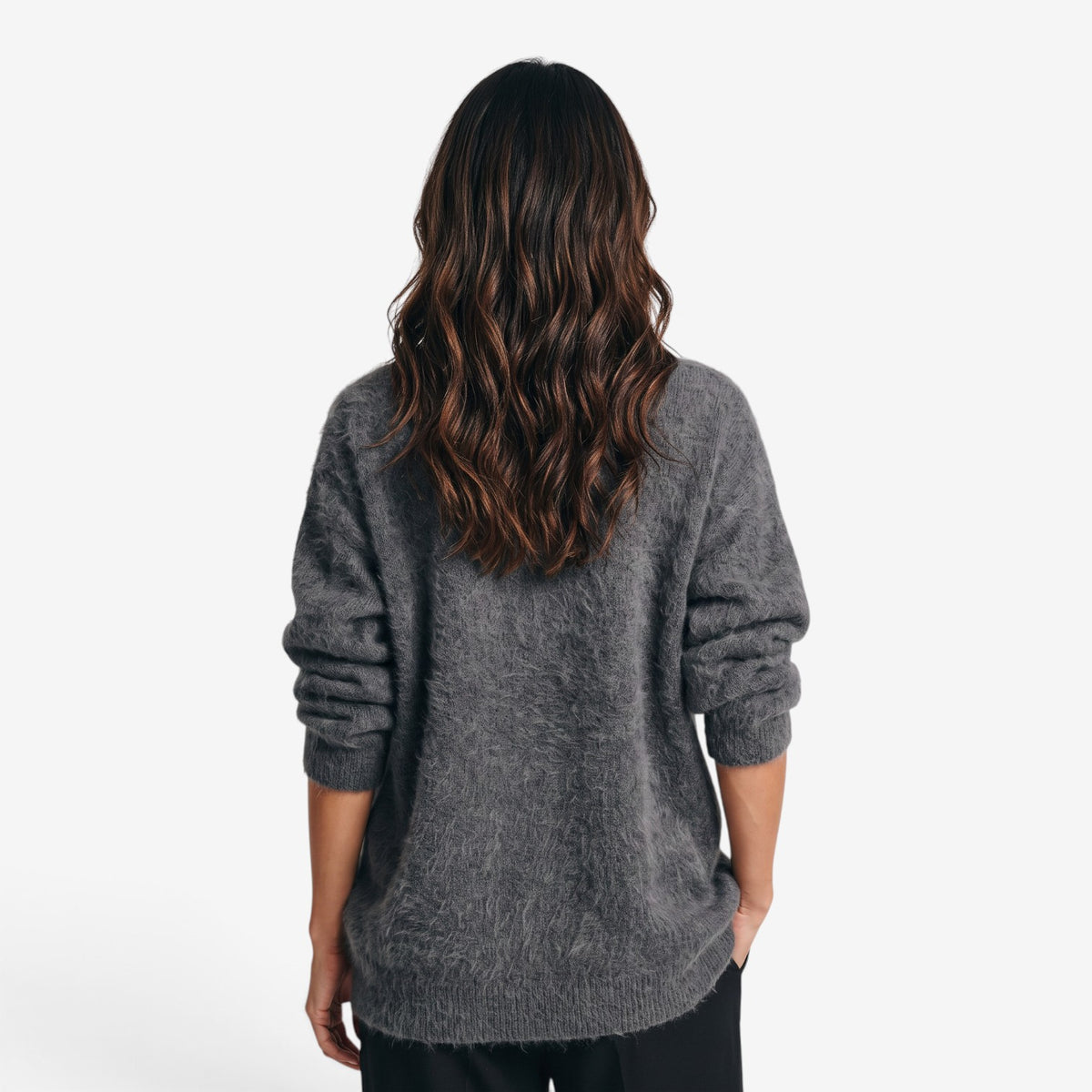 Cárdigan de Punto Efecto Pelo para Mujer