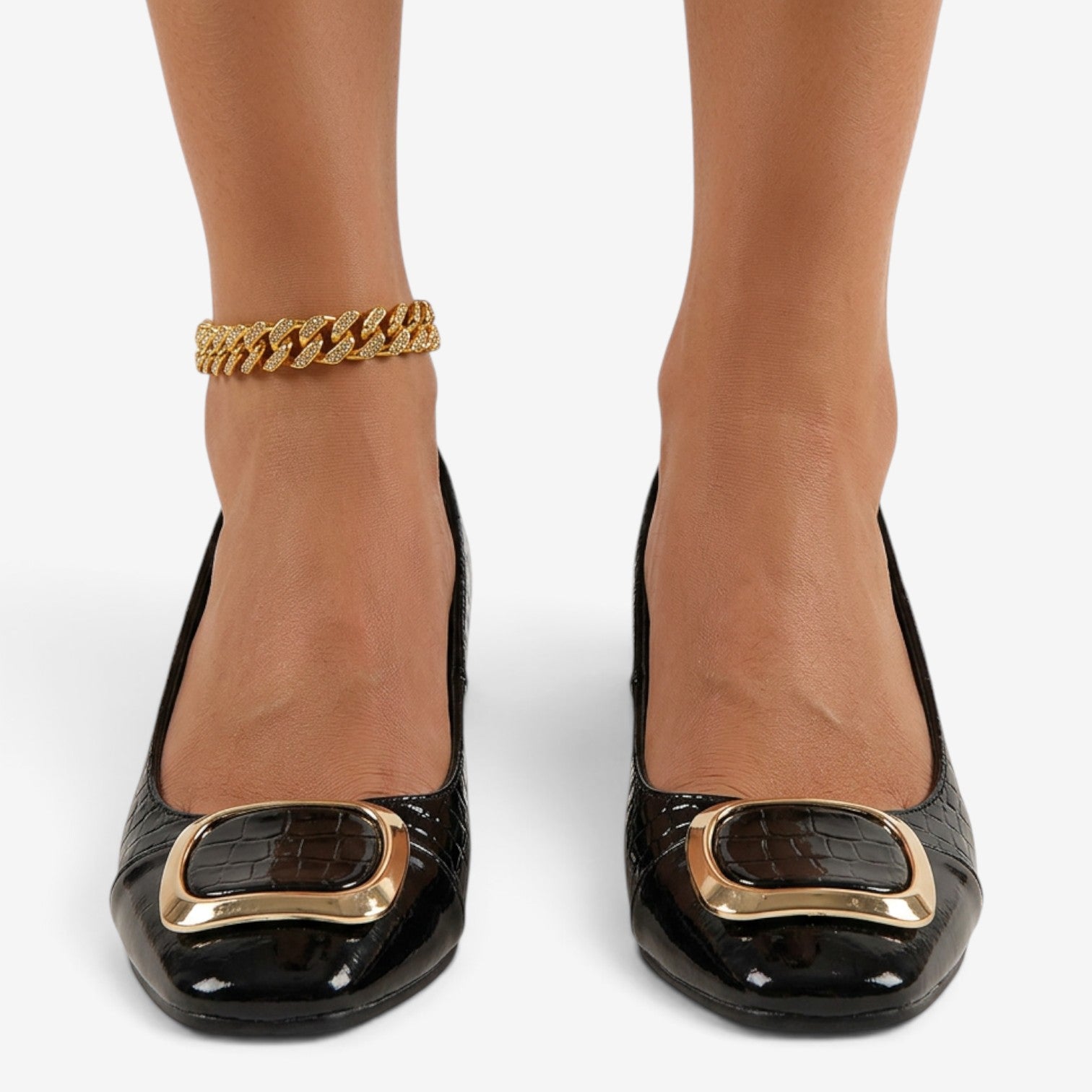 Zapatos de Tacón con Hebilla Geométrica para Mujer