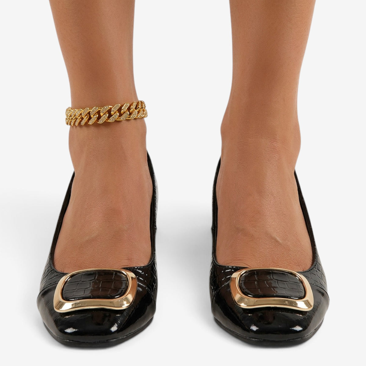 Zapatos de Tacón con Hebilla Geométrica para Mujer