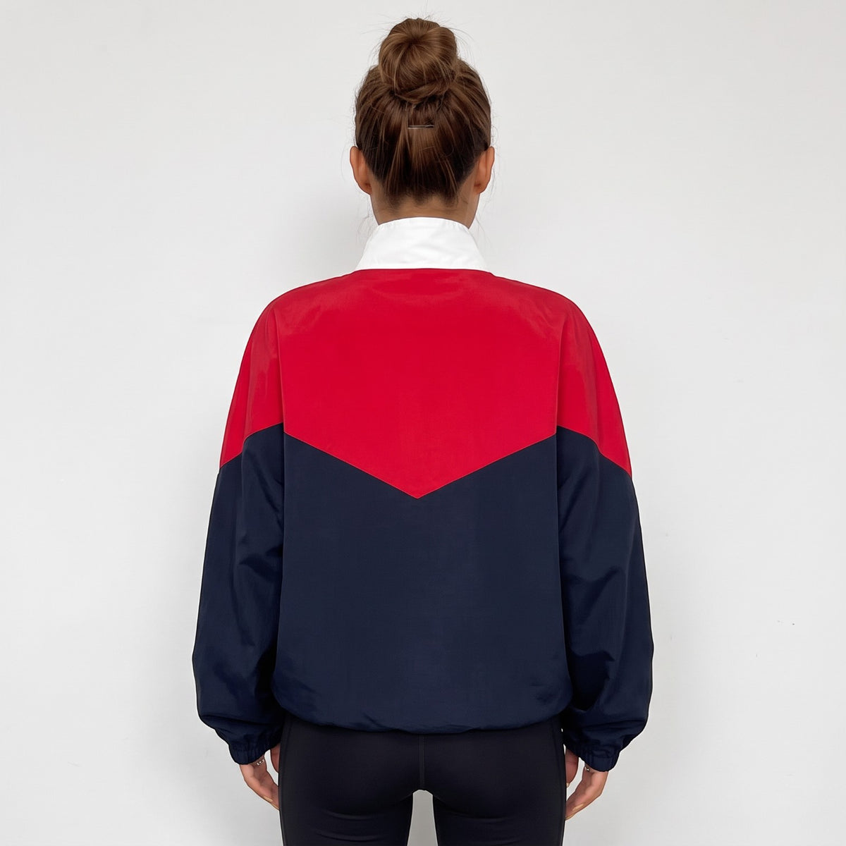 Chaqueta Color Block con Cuello Alto para Mujer