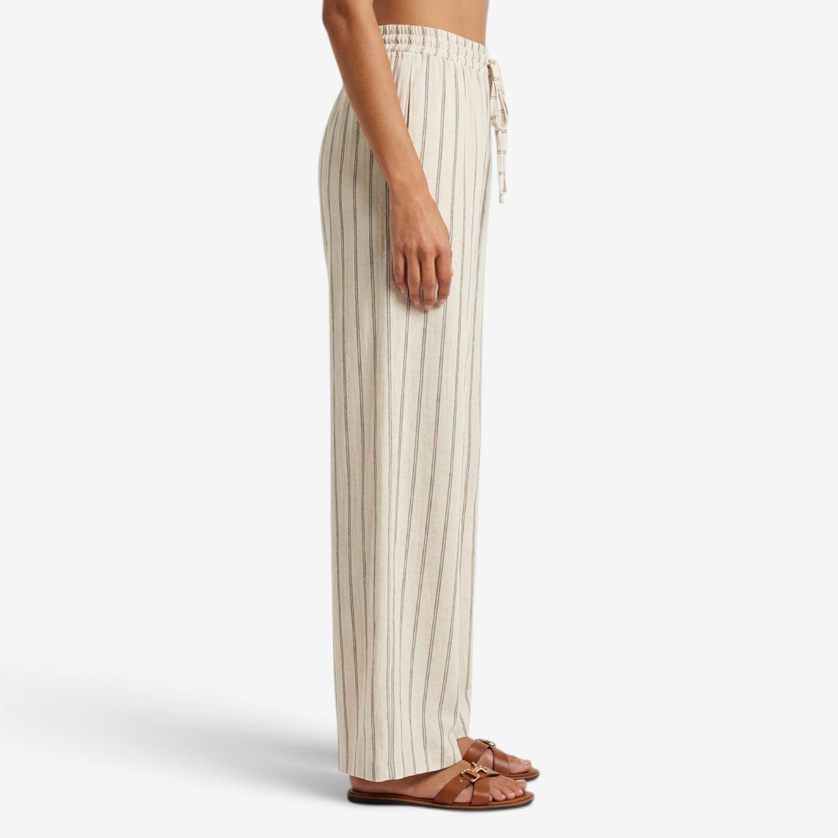 Pantalón Casual de Rayas con Cordón para Mujer