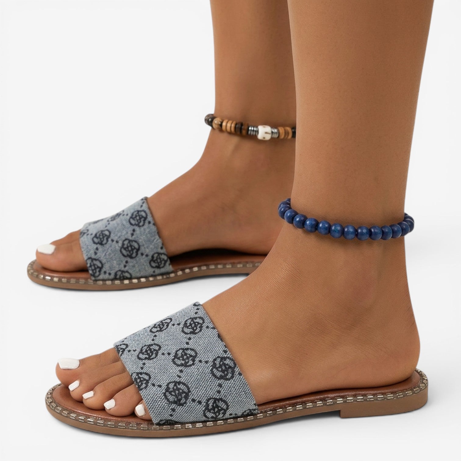 Sandalias Planas con Estampado Floral para Mujer
