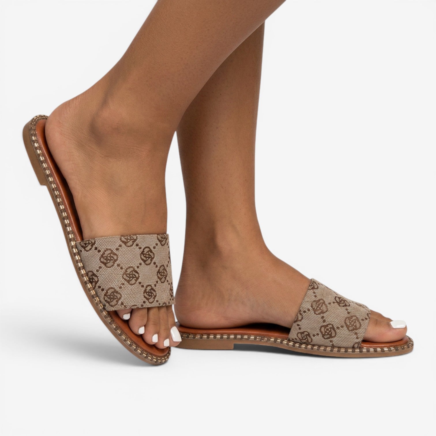 Sandalias Planas con Estampado Floral para Mujer