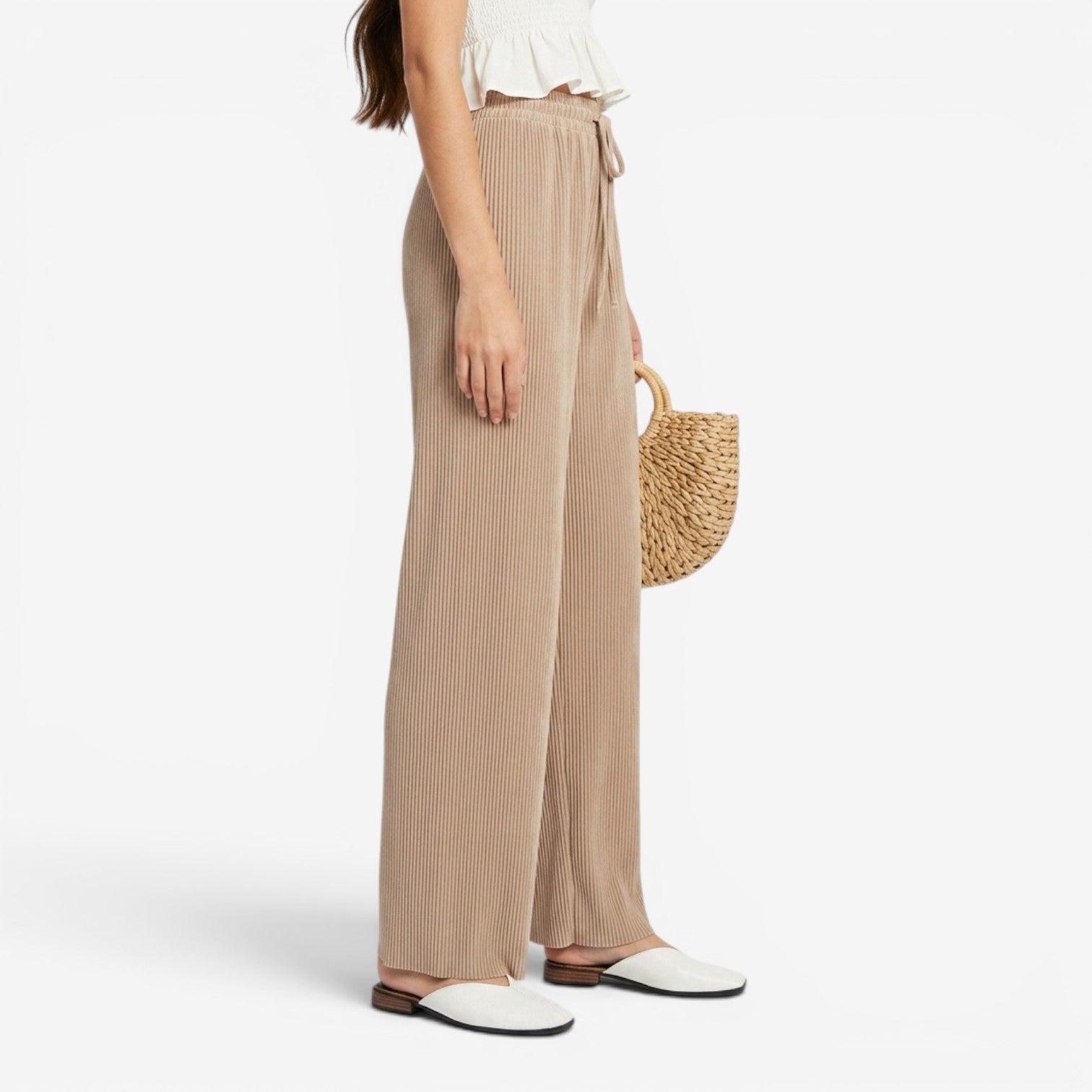 Pantalón Plisado de Pierna Ancha