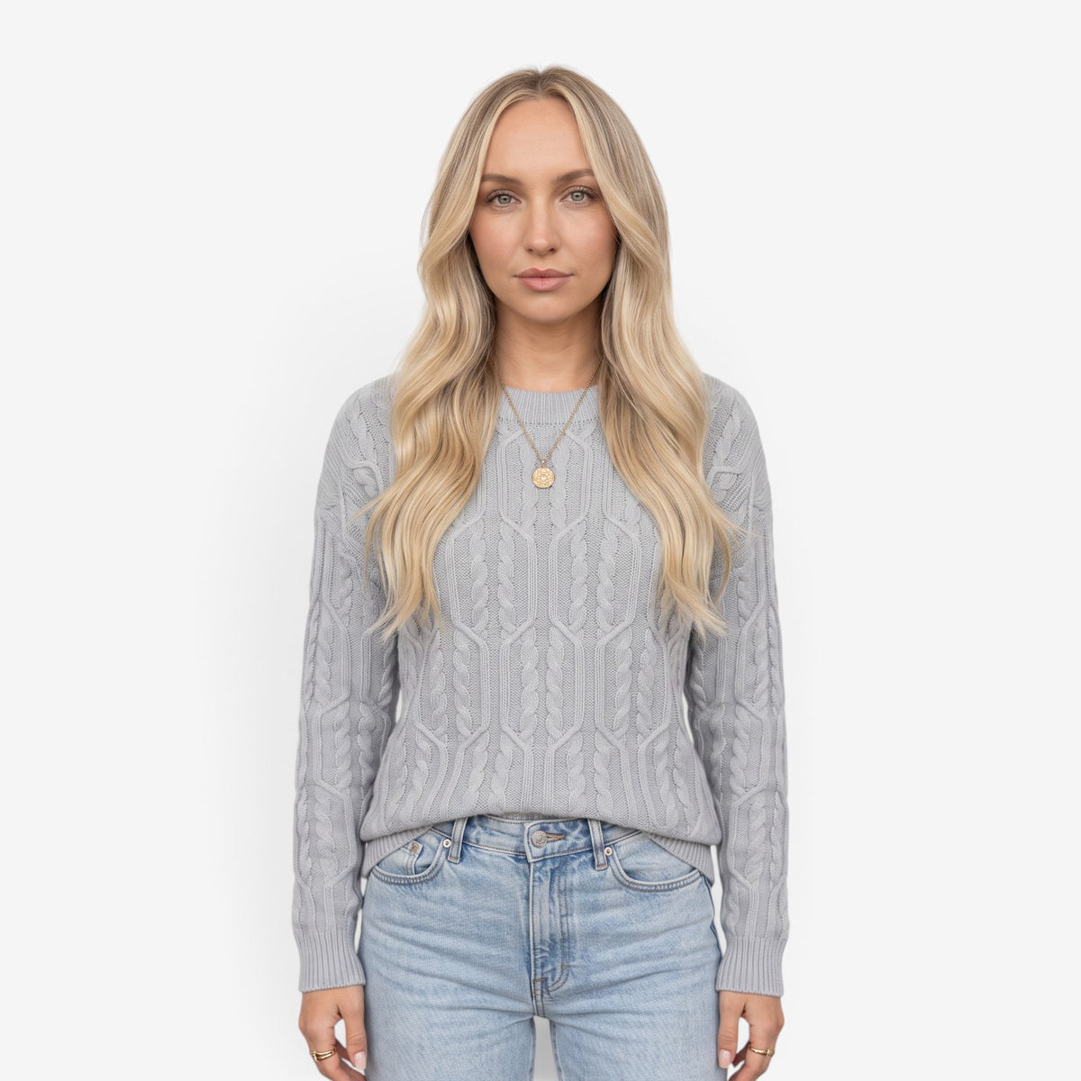 Jersey de Punto de Cuello Redondo para Mujer