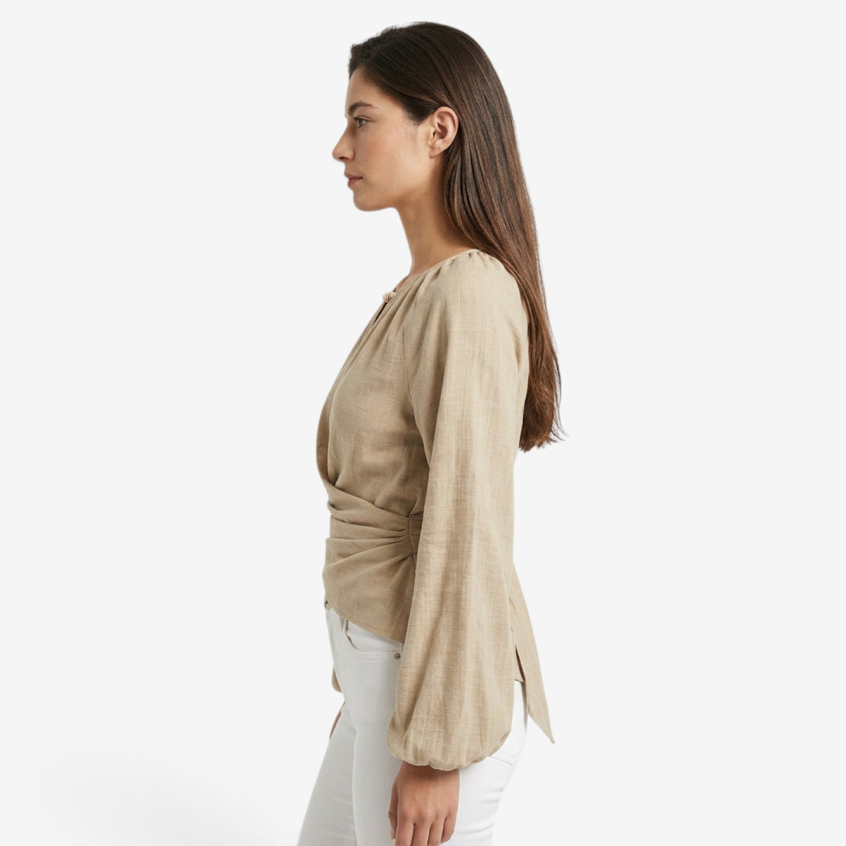 Blusa Cruzada con Bajo Asimétrico para Mujer