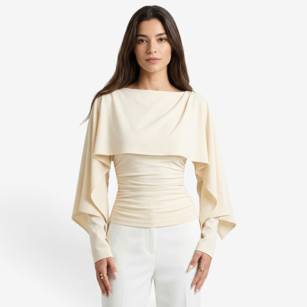 Top con Capa Asimétrica y Manga Larga para Mujer