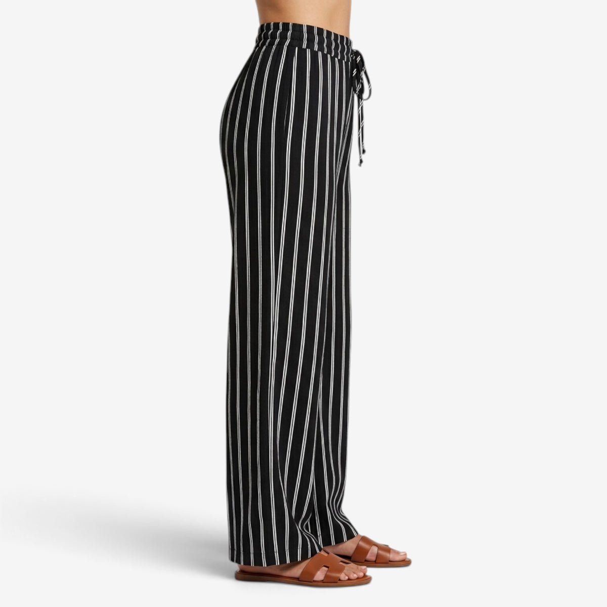 Pantalón Casual de Rayas con Cordón para Mujer