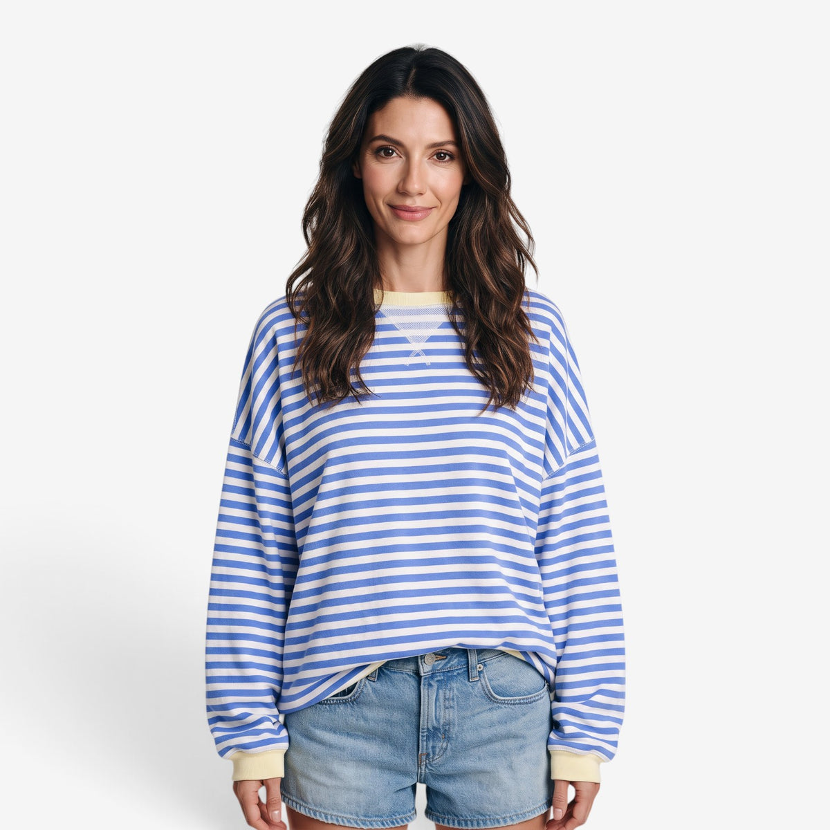Sudadera a Rayas con Detalles en Contraste para Mujer