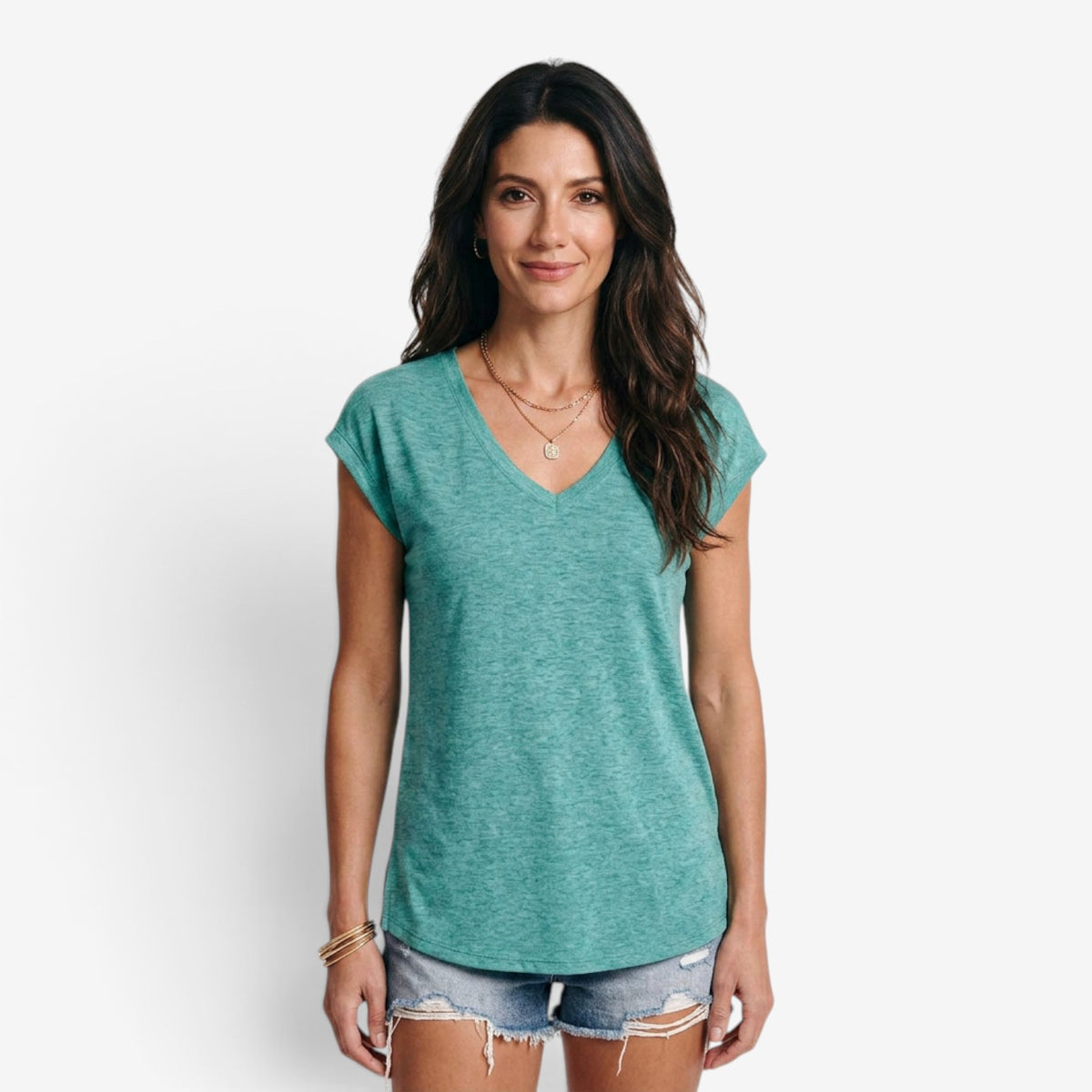 Camiseta Holgada con Cuello en V para Mujer