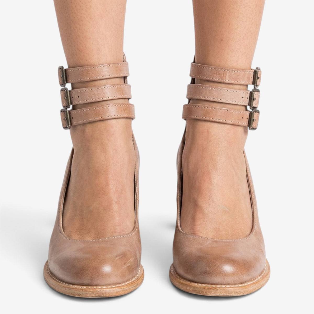 Zapatos de Tacón con Triple Hebilla para Mujer