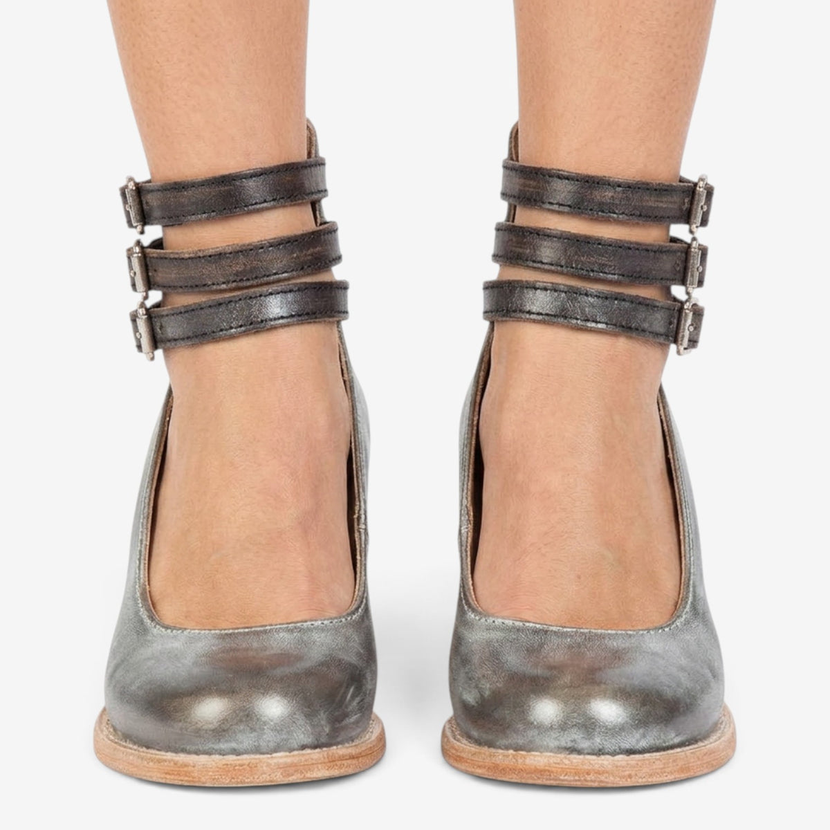 Zapatos de Tacón con Triple Hebilla para Mujer