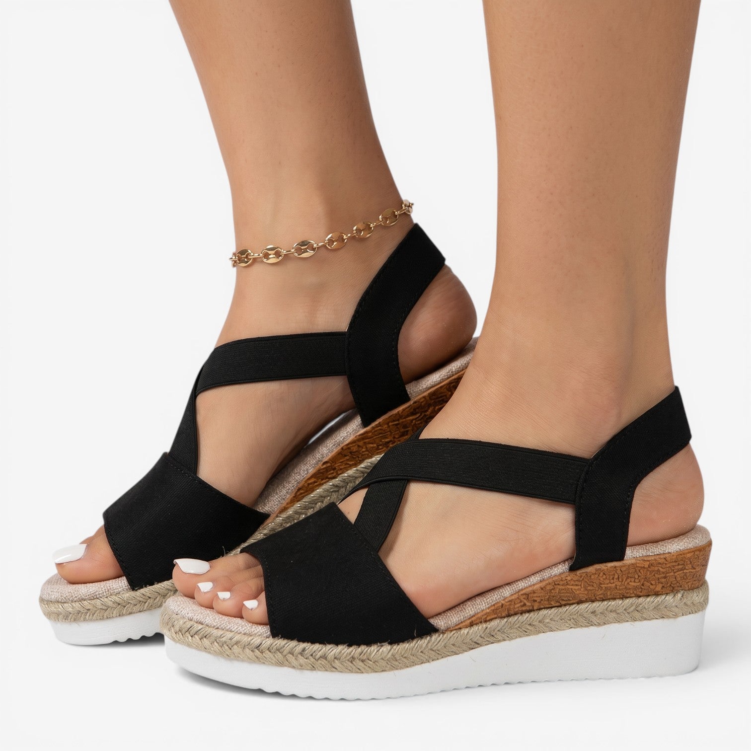 Sandalias de Cuña con Tiras Cruzadas