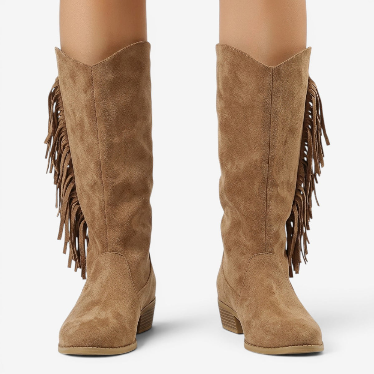 Botas Altas Efecto Ante con Flecos