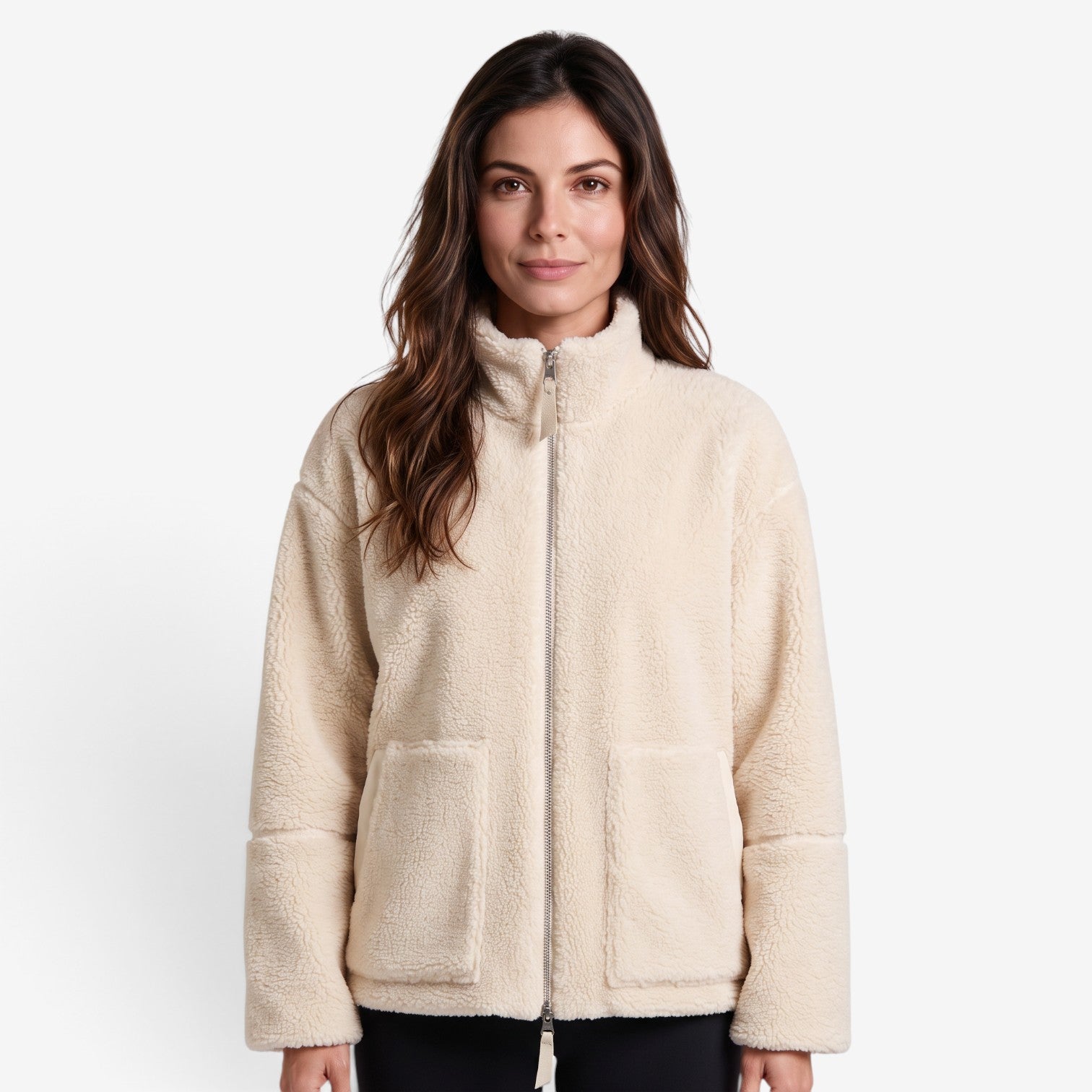 Chaqueta Borreguito con Cuello Alto para Mujer