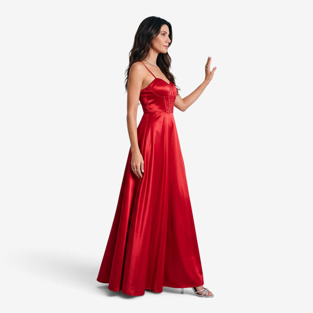 Vestido Largo de Satén con Tirantes para Mujer