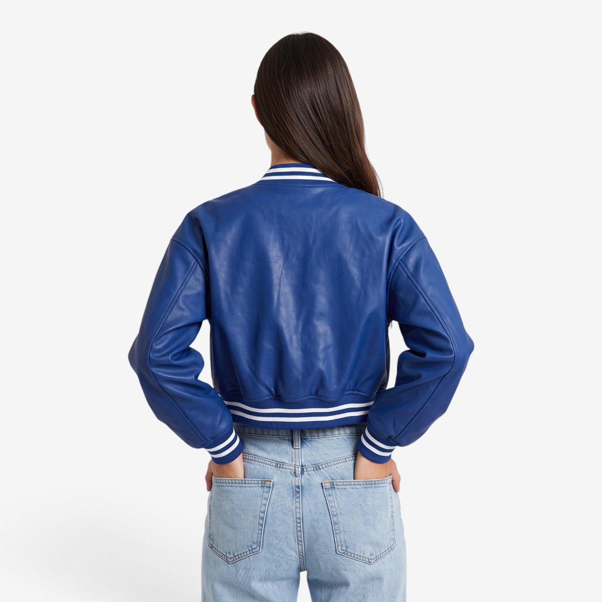 Chaqueta Bomber Efecto Piel para Mujer
