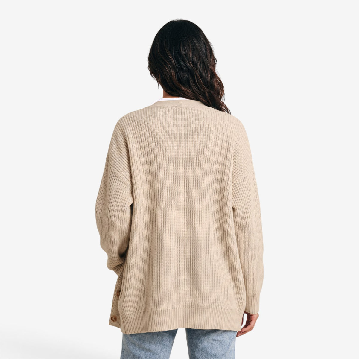 Cárdigan Oversize de Punto con Botones para Mujer