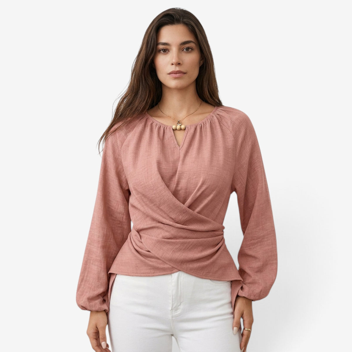 Blusa Cruzada con Bajo Asimétrico para Mujer
