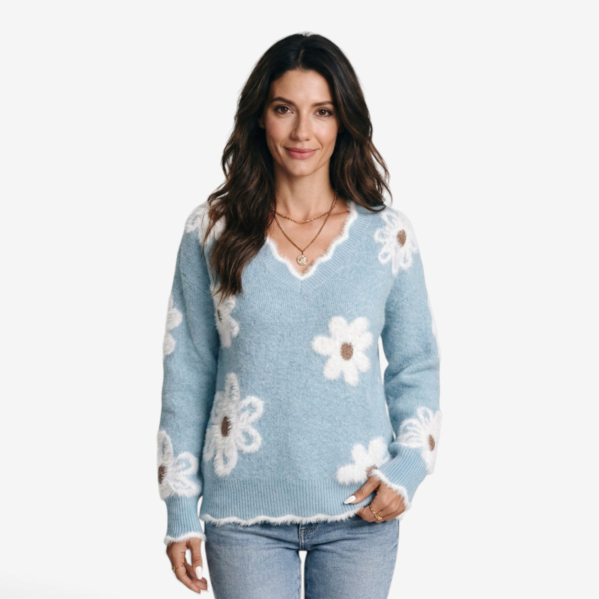 Jersey Floral de Punto para Mujer