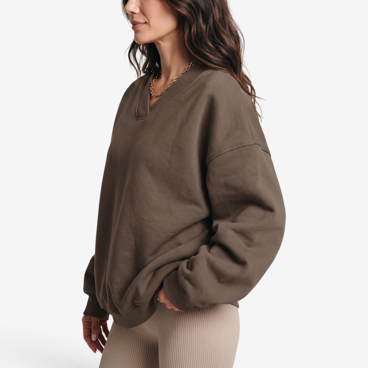 Sudadera Oversize con Cuello de Pico para Mujer