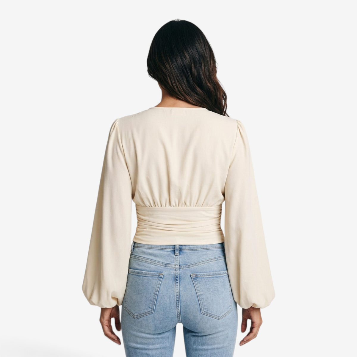 Blusa Cruzada con Cintura Fruncida para Mujer