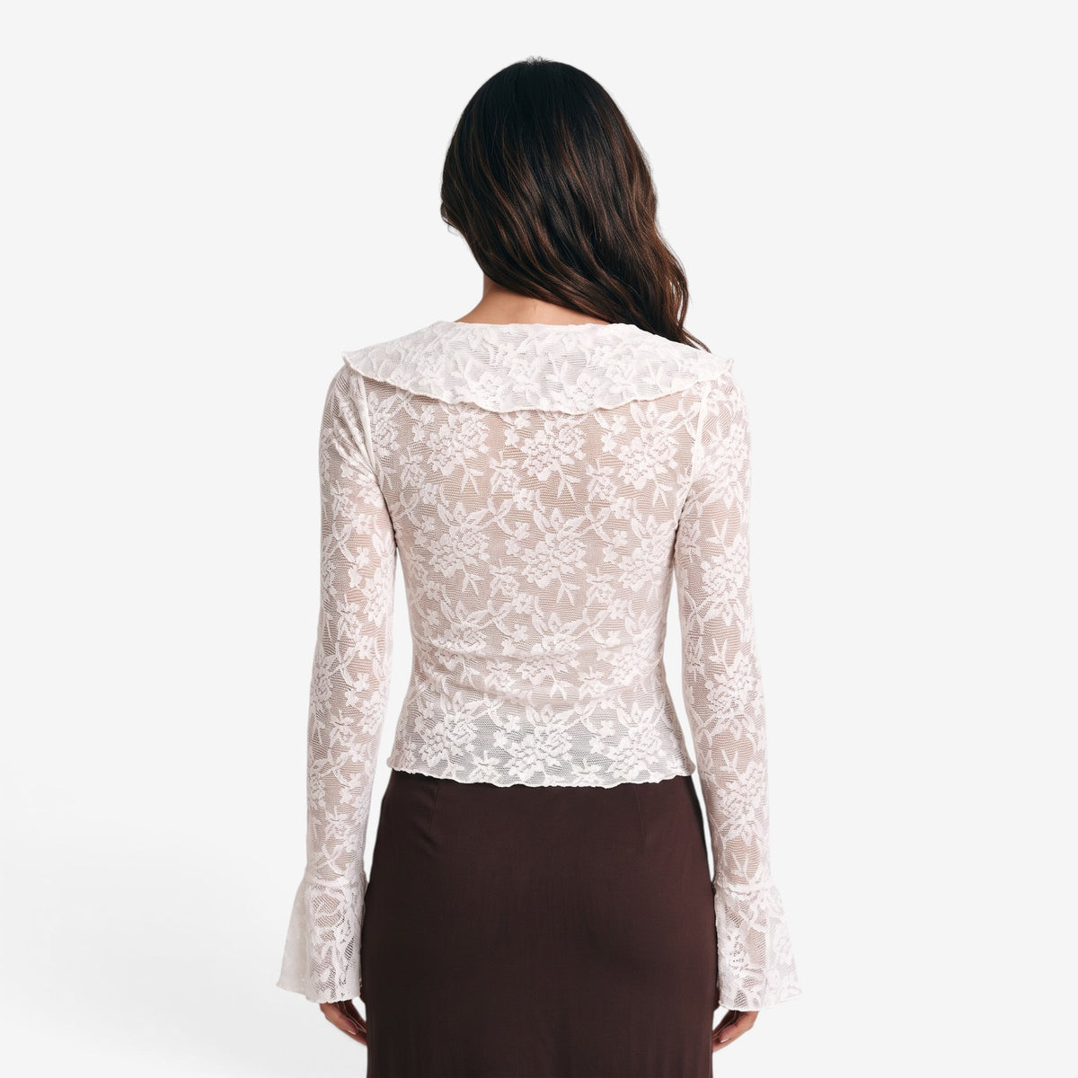 Blusa de Encaje con Volantes para Mujer