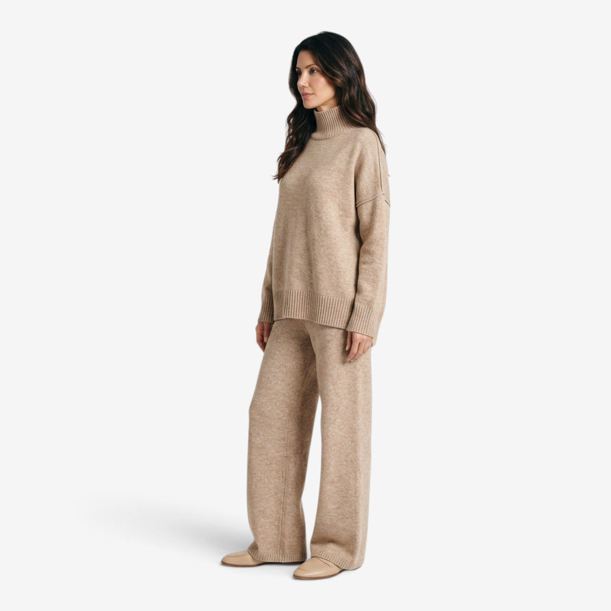 Conjunto de Punto con Cuello Alto para Mujer