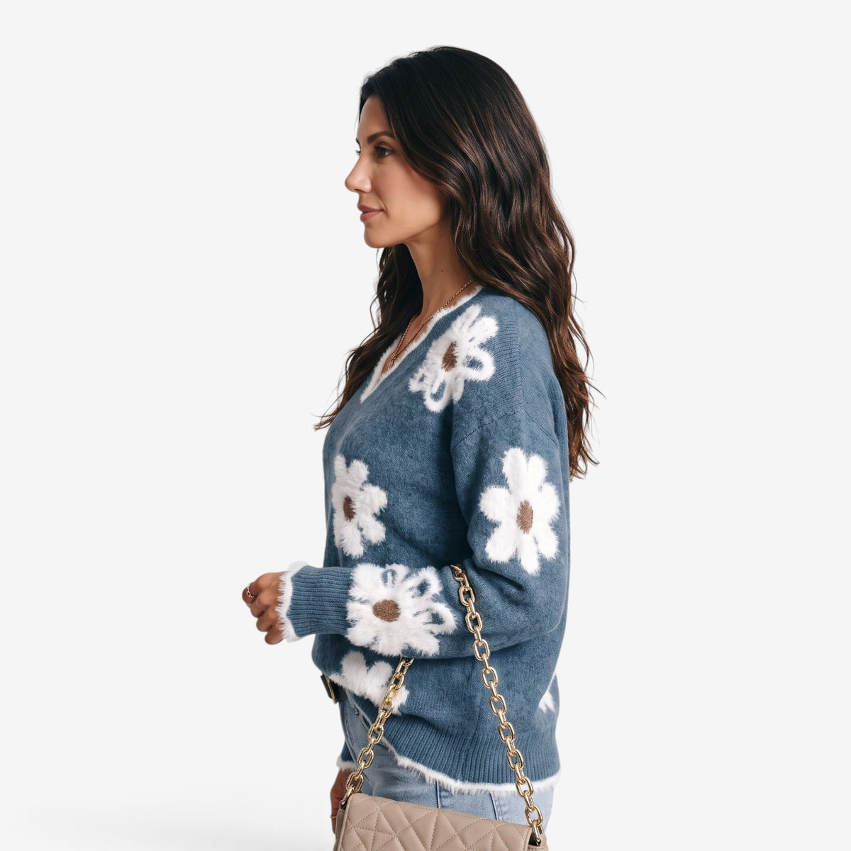 Jersey Floral de Punto para Mujer
