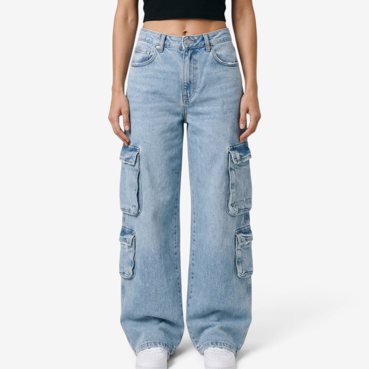 Jeans Cargo de Pierna Ancha para Mujer