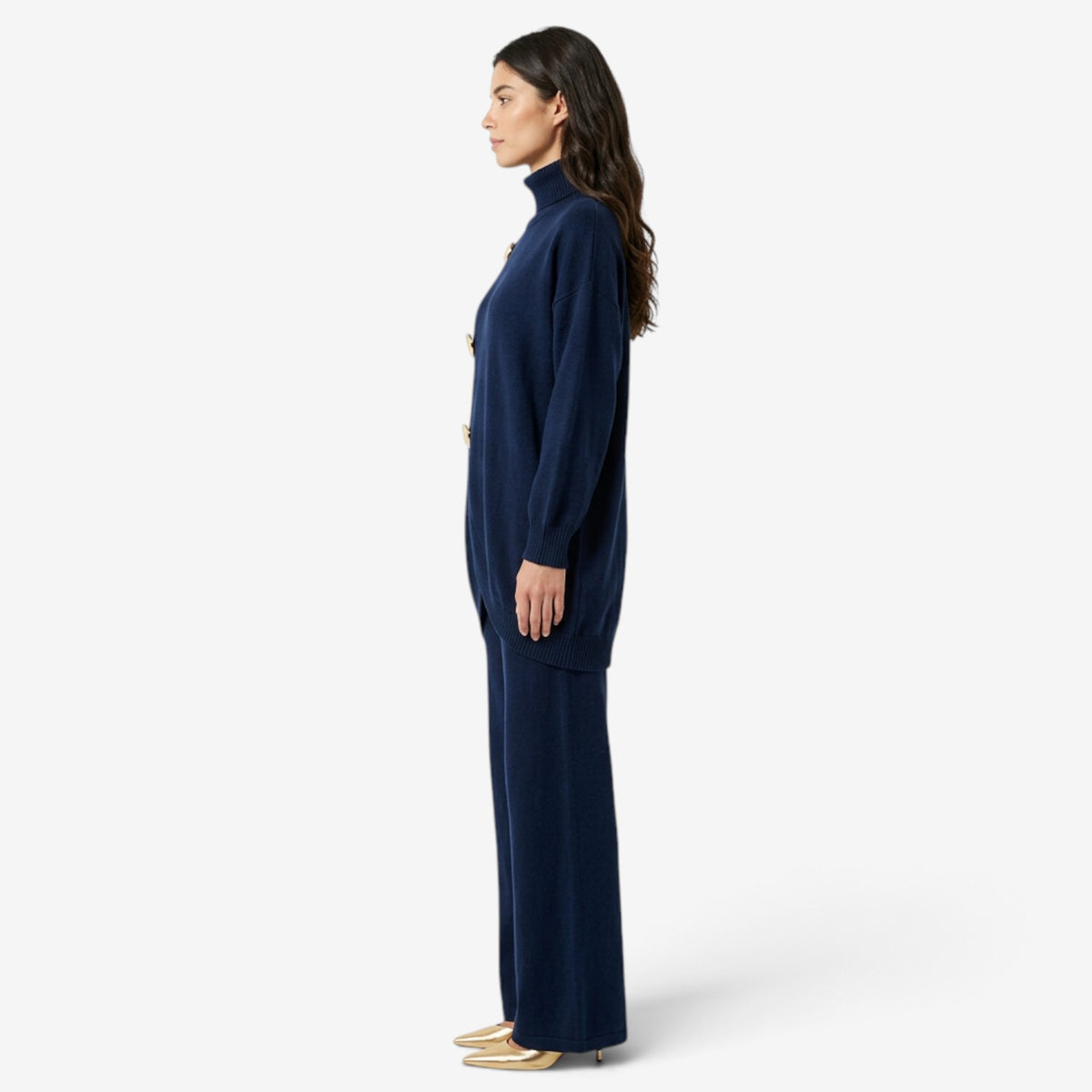 Conjunto de Punto Asimétrico con Botones para Mujer